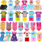 Barwa 15 Pcs Mini Sister Doll Clothes 5 Dresses 5 Outfits 5 Swimsuits for 5.3 Inch Dolls