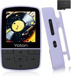 YOTON MP3 Player with Bluetooth 5.2, 64GB Storage, Mini Size, HiFi Music, with Sports Clip, Independent Volume Control, FM Radio, Includes Headphones (Purple)