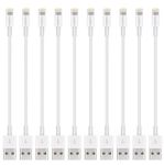 Short iPhone Charger Cord,FEEL2NICE (10 Pack 1FT) Lightning Cable Fast Charger Wire Compatible withiPhone X XS Max XR / 8/8 Plus / 7/7 Plus / 6/6 Plus / 5S / iPad/iPod, White