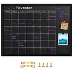 Umtiti Magnetic Calendar Chalkboard, 60 * 80 cm, Black Wood Frame Chalk Board for Planning/School Timetable/Memo, Hanging Board for Office, School and Home(YLHB-BK-6080)