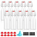 DYUEE Glass Bottles with Stoppers & Screw Caps Clear Swing Top Glass Bottles Transparent Beer Bottle with Flip Top Stopper for Brewing Beer Kombucha Alcohol Juices Wine Beverage Vinegar (10PCS 250ml)