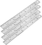 Worison 6-Inch Stainless Steel Ruler Straight Measuring Tool with Conversion Table, 4-Pack