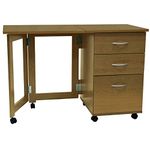 WATSONS FLIPP - 3 Drawer Folding Office Storage Filing Desk/Workstation - Oak