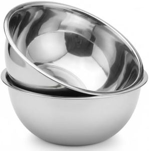 Notana Large Stainless Steel Mixing Bowl 8 Quart - Extra Large Metal Mixing Bowl for Baking, Bread Dough, Salad - Deep Stainless Bowl - Commercial Kitchen Basin - Meal Prep - Stainless Steel- 2 Pack