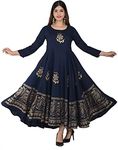 Ready to wear Indian Kurtis for Women Partywear Designer Long anarkali Kurta for women's casual dresses fashion tops tunics, Blue-1, Large