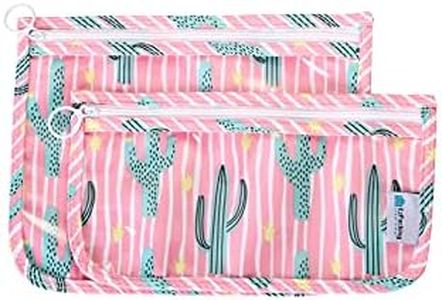 EzPacking Clear Zipper Pouches (Set of 2) / Transparent Reusable PVC Organizers for Women’s Purse or Tote Bag/Cute Slim Flat Japanese Style Watermelon Cactus Pouch for Travel (Cactus)