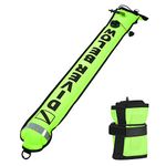 5FT SMB Surface Safety Signal Buoy Marker Buoy Inflatable Tube Sausage Submersible Scuba Diver Accessory with High Visibility Reflective Strip for Underwater Diving Snorkeling (Fluorescence Yellow)