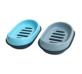 CSM Plastic Soap Cases Soap Dish Self Drain Soap Holder - Set Of 2 Pcs (Blue, Grey)