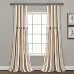 Lush Decor Button Window Curtain (Single Panel), 120" L x 40" W, Dark Linen