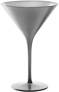 Stölzle Lausitz Elements Cocktail Glasses Silver Set of 6, 8 oz – Stylish Cocktail Glasses Ideal for Martini & Manhattan – Silver Crystal Martini Glasses – Dishwasher Safe & Shock-Resistant