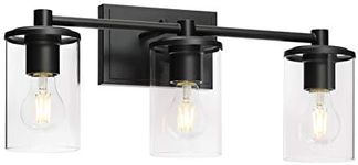 XiNBEi Lighting Bathroom Vanity Light, Modern Indoor Black 3 Light Wall Light with Glass XB-W1240-3-MB