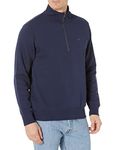 DOCKERS Men's Regular Fit Long Sleeve 1/4 Zip Fleece Sweatshirt, Navy Blazer, X-Large