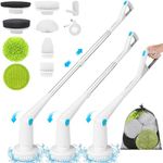 Yorraka Cordless Electric Spin Scrubber Brush, Power Shower Scrubber with Long Handle for Cleaning, Bathroom Scrubber, Adjustable Electric Cleaning Brush with 7 Brush Heads for Tub Tile Kitchen Floor