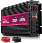 3000W Power Inverter,12V DC to AC 110V120V Peak Power 6000W with 2AC Outlets and 2.4USB Port,LCD Display Car Inverter for Outdoor Activities,Emergency