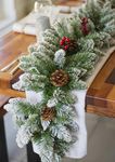 Marco Paul Luxury large snow flocked 9ft christmas garland - garlands for home decoration christmas realistic snow flocked pine needles pine cones 274cm christmas decor snow white Christmas wreath