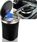 DRUCILA Car Ashtray, Ceramic Liner Car Ashtray With Lid, Portable Ash Tray For Smell Proof with LED Car Cup Holder Accessories for Indoor Outdoor Travel Car Smokers.(Multicolor)