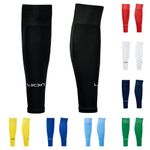 LION SPORTSWEAR Football Sock Sleeves To Accompany Grip Socks - Fits Over Calf/Shin Pads - Variety Of Colours To Match Your Team Kit (Black)