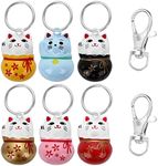 Cobee Pet Collar Bells, 6pcs Colorful Lucky Cat Collar Bells for Kittens Trainning Loud Bells with Breakaway Buckle for Cat Necklace Pendant Cat Collar Bells for Lucky with Key Rings