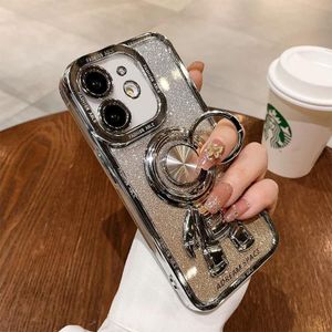 LuxuryKase LK135 Plating bling Astronaut Folding Stand Case for iPhone 12 (TPU | Silver)