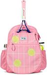 Ame & Lulu Kids Big Love Tennis Backpack - Padded & Adjustable Straps- For Ages 7-11 - Coral Grid Tennis