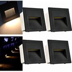 Arotelicht 4pcs/3W Wall Recessed Stair Lights LED,Warm White,Outdoor IP65 Step Light,Square Recessed Wall Light,Black Cover Garden Lighting,Deck Balcony,for Stairs, corridors, Steps