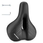 ROCKBROS Comfort Bike Seat Men Women Memory Foam Padded Wide Bike Saddle Waterproof Comfortable Bicycle Seat Cushion with Dual Shock Absorbing Universal Fit for Indoor/Outdoor Stationary Bikes