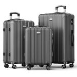 Strenforce 3-Piece (20/24/28)" Suitcase Set Spinner Wheels ABS Lightweight Luggage Sets with TSA Lock,Charcoal Gray