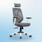 Vergo Transform Ergonomic High Back Premium Mesh Office Chair | Lumbar Support, Adjustable Armrests, Multi Lock Synchro Mechanism, Metal Base | Home Office Desk Chair, 3 Years Warranty (White Grey)