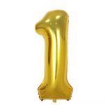 Juzfun Foil Balloons Number 1 Gold (Large Size : 27 Inch) First Birthday Party Decoration Photo Background