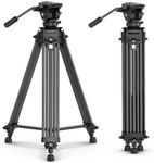 ULANZI MT-81 Camera Video Tripod with 360 Degree Fluid Head, 61inch/155cm Heavy Duty Aluminum Alloy Camera Tripod Stand, Quick Release Plate Compatible with DSLR Camcorder, Load Up to 17.6lb/8kg