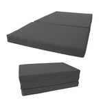 D&D Futon Furniture Shikibuton Tri Fold Foam Beds, Tri-Fold Bed, High Density 1.8 lbs Foam, Twin Size, Full, Queen Folding Mattresses. (Full Size 4x54x75, Gray)