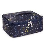 Travel Makeup Bag Large Cosmetic Bag Make up Case Organizer for Women (Blue Galaxy)