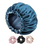 Candibella Satin Silk Bonnet for Hair with 3 Satin Scrunchies, Satin Bonnet for Curly Hair, Reversible Silk Hair Cap for Sleeping, Adjustable Satin Hair Bonnet, Satin Hair Wrap, Satin Hair Cap