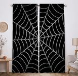 Allenjoy Superhero Spider Web Children Halloween Black Window Curtains for Boy Kids Baby Room Bedroom Nursery Toddler Home Office Decorations Durable Fabric Machine Washable 82 in x 84 in