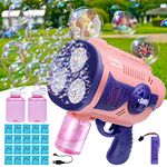 New Upgraded Auto Bazooka Bubble Gun with 10 Bottles of Bubble Refill Solution, Bubble Machine with Light, Suitable for Children and Adults, Bubble Maker for Outdoor Indoor Birthday and Wedding Party