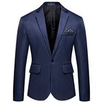 YOUTHUP Mens Blazer Casual Business Lightweight Suit Jacket Regular Fit Smart Jackets, Navy, XL