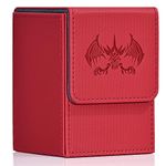 UAONO Card Deck Box for Yugioh MTG Cards, 100+ Deck Case with 2 Dividers Fits TCG CCG, PU Leather Card Storage Box Compatible with Collectible Trading Cards (Red, Extinction Dragon)