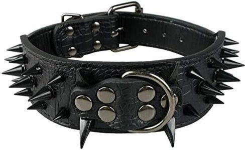 Collari in Pelle Nero Imbottiti di Lusso con Borchie Appuntite e Appuntite per Cani Taglia Media Grande Larghezza 5 cm Collana Anti Mordere M,Nero-Nr