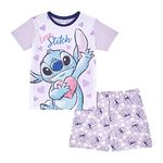 Disney Lilo and Stitch Girls Pyjamas Short PJs, Ages 5 to 15 Years Old (9-10 Years) Lilac