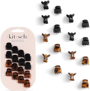 Kitsch Small Hair Clips for Women, Recycled Plastic Small Claw Clips & Mini Claw Clips for Hair, Mini Hair Clips for Thin Hair, Tiny Jaw Clip for Hair, 16 pcs (Tortoise & Black)