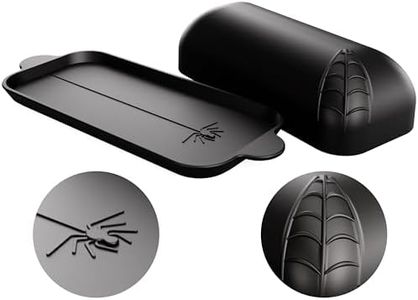 Nomnu Spiderweb Butter Dish With Lid (Porcelain) - Black Matte Halloween Goth Butter Dish Set with Embossed Spider and Spiderweb - Spooky Kitchen Utensils - Gothic Kitchen Housewarming Gifts