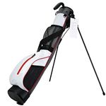 LAISUNTIM Golf Stand Bag Retractable, Portable Golf Bag with 2 Way Divider and Dual Straps, Waterproof Wear-Resistant Durable Fabric Golf Bag for Women and Men (White)