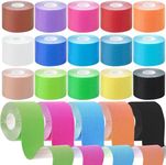 15 Rolls Waterproof Breathable Kinesiology Tape 2Inchx16 ft Athletic Runners Tape Pain Relief Muscle Tape Uncut Knee Tape for Elbow Shoulder Ankles Gym Fitness Sports Running Swimming(Colorful)