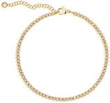 MEVECCO Anklet for Women Gold Chain Zirconia Cut Diamond 14K Gold Plated Dainty Chain Boho Beach Summer Simple Foot Jewelry Ankle Bracelet