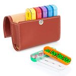 Pill Box 7 Day, Weekly Pill Organizer with PU Leather Case for Travel, Daily Medicine Box with AM PM (4 per Day) - Moisture-Proof Design Ideal for Medication Tablets Capsules Vitamins Supplements