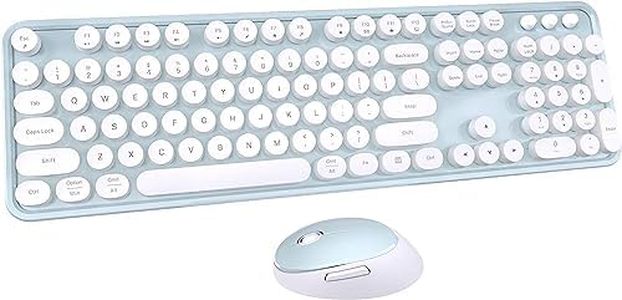 Annber Wireless Keyboard and Mouse Combo, Retro Typewriter Keyboard with Numeric Keypad and Optical Mice Set, 2.4GHz USB Keyboard for Mac, Windows 7/8/10/11, Laptop, Desktop