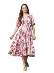 Stylum Women's Floral Printed Cotton Flared Dress (DRSMAGENTAKINNU42_Magenta, XL)