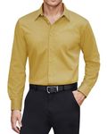 J.VER Mens Casual Button Down Shirt Stretch Stain Shield Dress Shirts Long Sleeve Formal Breathable Slim Fit No Iron Men Shirts for Working Meeting Dating Yellow-2XL