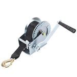 Queiting Hand Winch 1000lbs 6M Geared Manual Lifts Trailers Tool with Cable and Hook Webbing Wire Winch for Boat Trailer Caravan Marine