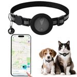 Cat GPS Tracker No Subscription Required Cat Collar Tracker Supports Android & iOS Dog Tracker with No Monthly Fees Activity History GPS Dog Tracker Real-time Location Tracking-Pure Black